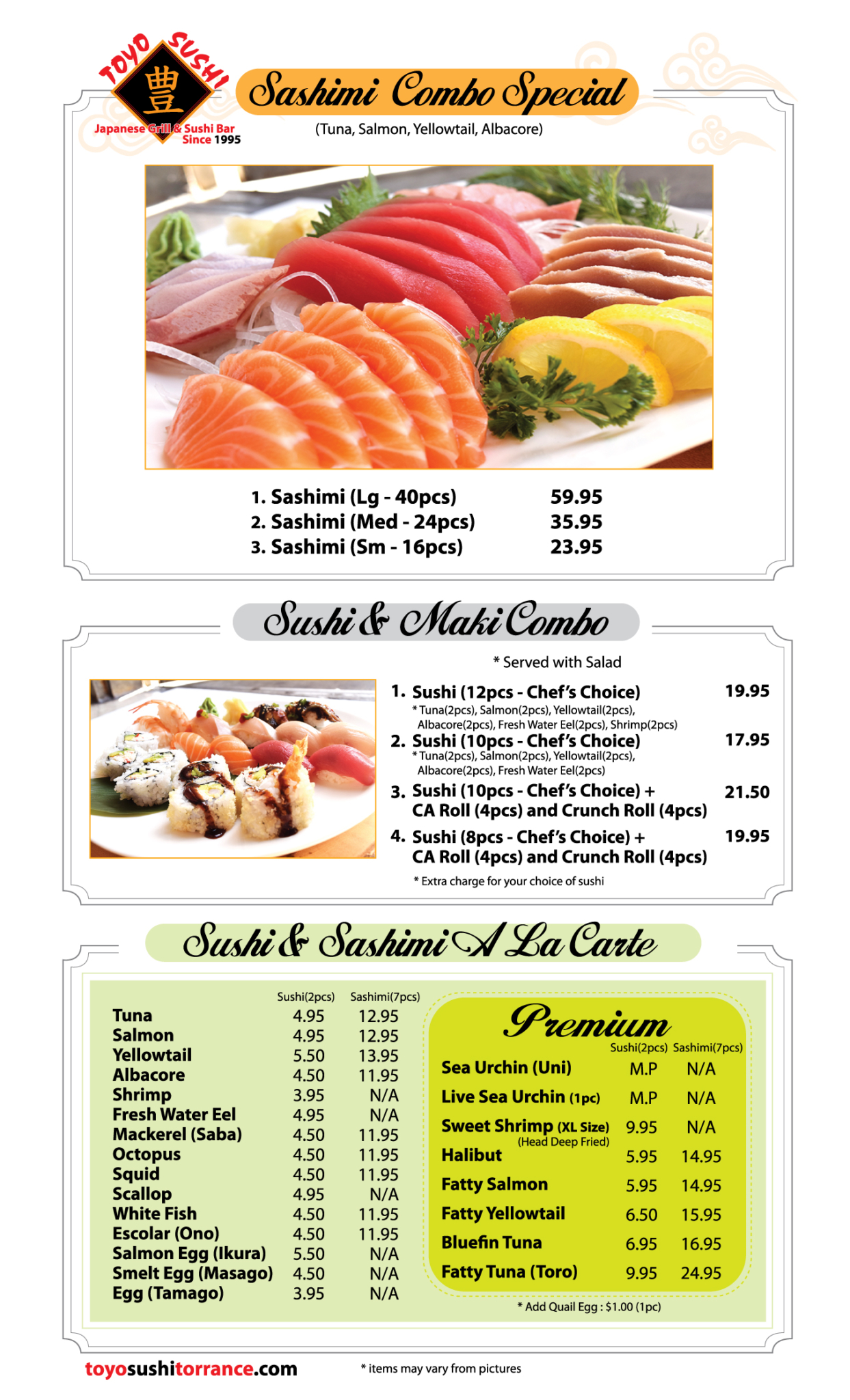 Menu TOYO SUSHI
